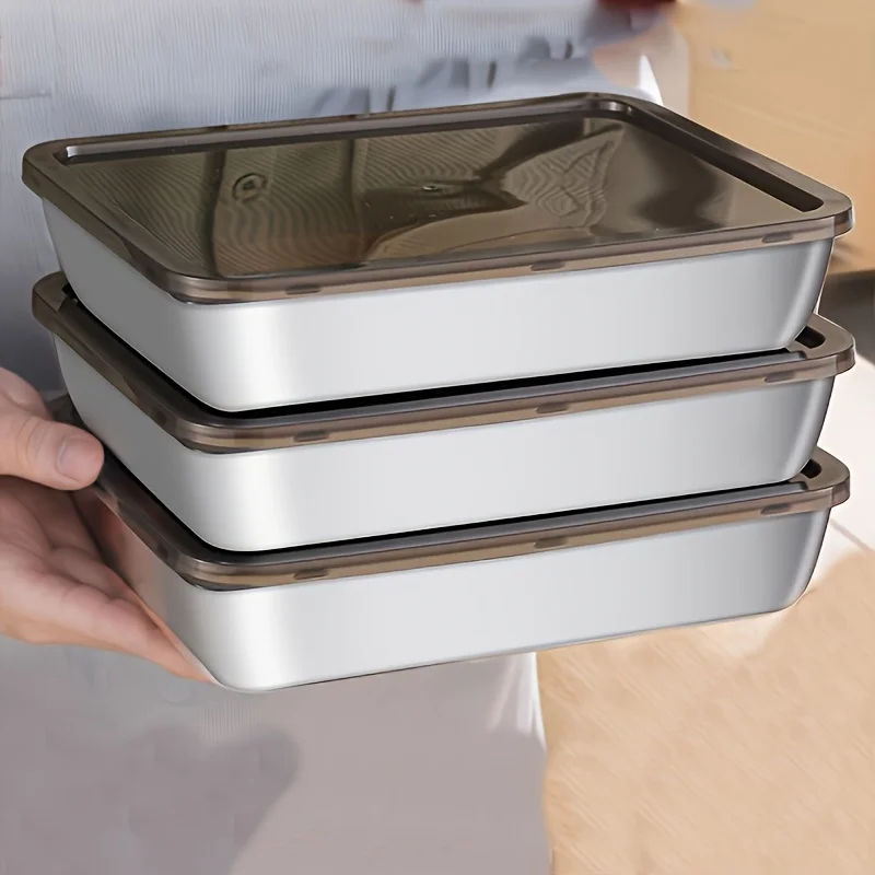 Food Storage Home - ชุดกล่องเก็บอาหารสแตนเลส 5 ชิ้น - ฝาปิดกันรั่ว ทนทาน