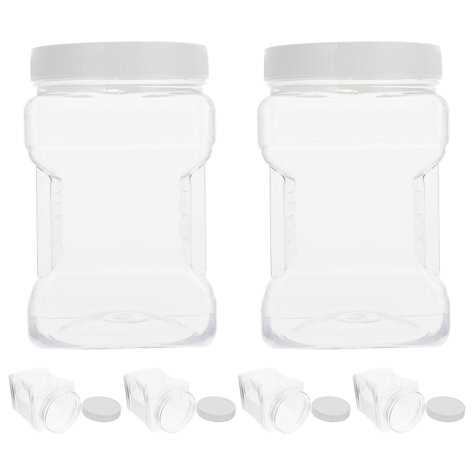 Food Storage Jars Airtight - โหลเก็บของใส 6 ชิ้น ทรงสี่เหลี่ยม ปิดสนิท พร้อมที่จับกันลื่น