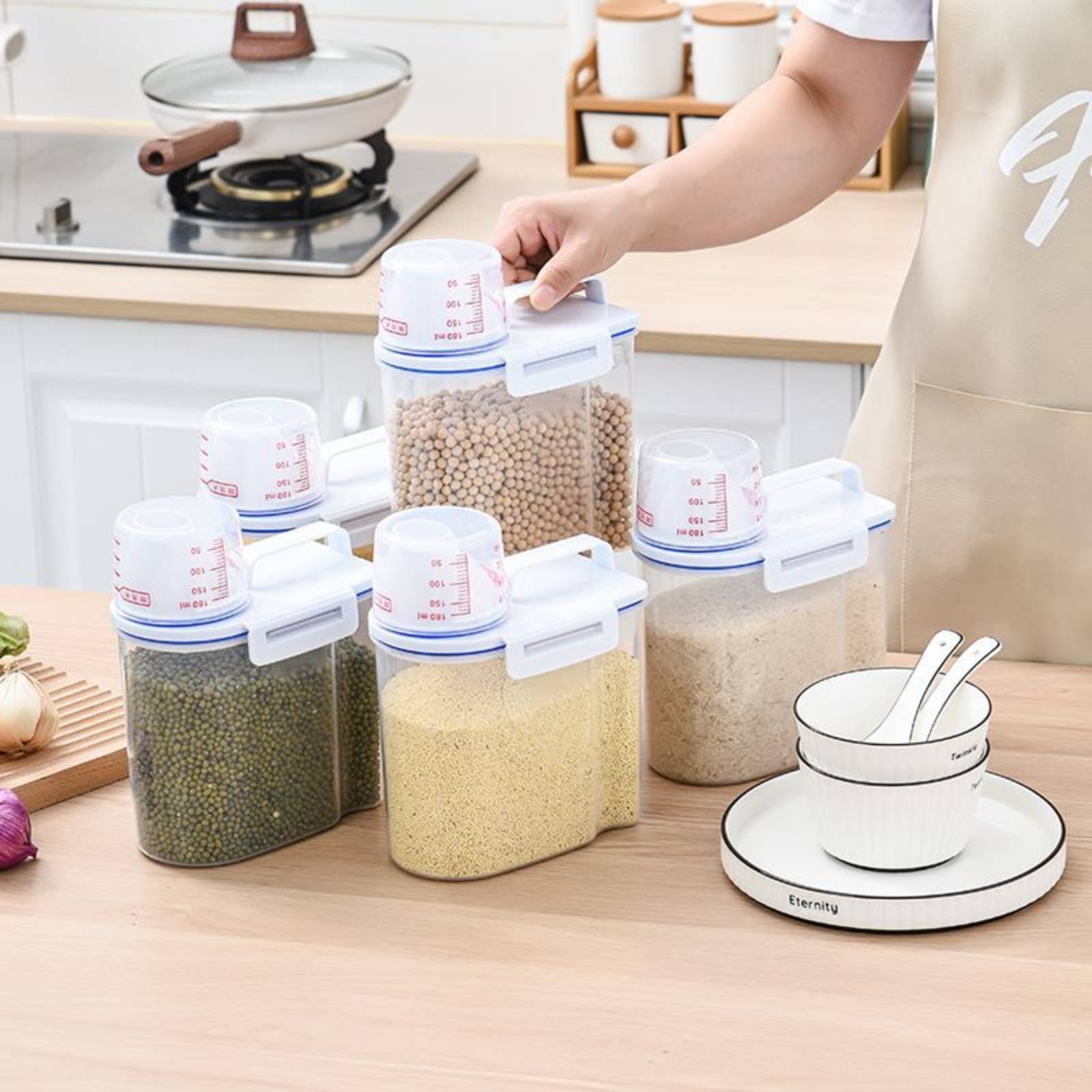 Food Storage Safe - ภาชนะเก็บข้าวสาร กล่องจ่ายข้าวสารแบบปลอดภัย พร้อมที่ตวง ช่วยจ่ายอาหารแห้งได้อย่างง่ายดาย ฝาจ่ายข้าวสารแบบเทได้สะดวก อุปกรณ์จัดระเบียบห้องครัว