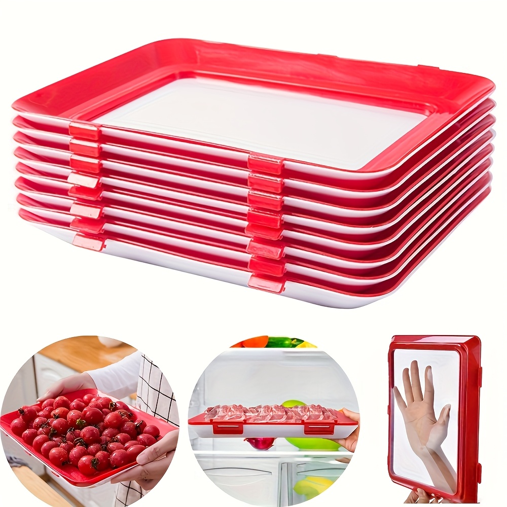 Food Storage Food Safety - ถาดเก็บอาหารแบบใช้ซ้ำได้ วางซ้อนกันได้ สำหรับเก็บเนื้อสัตว์ ปลอดภัย ผลิตจากพลาสติก สำหรับเก็บอาหารในตู้เย็น