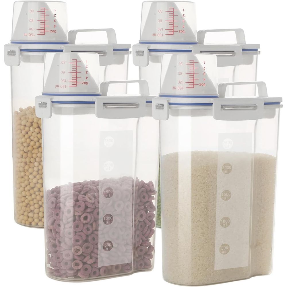 Food Storage No Plastic - ชุดภาชนะเก็บอาหารแห้งแบบปิดสนิทสำหรับข้าวสาร ขนาด 5.5 ปอนด์ จำนวน 4