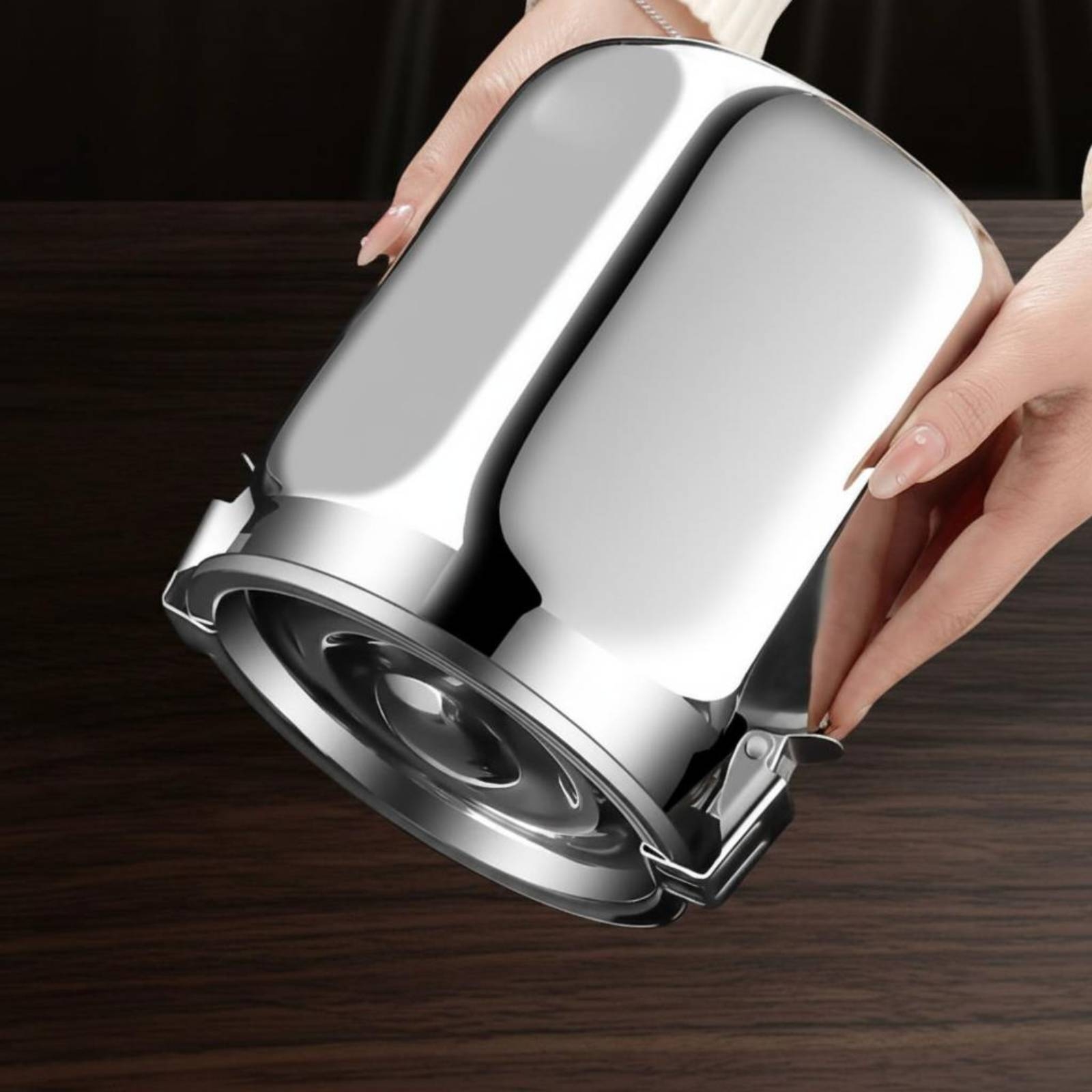 Food Storage Jars Airtight - กระป๋องสแตนเลสสุญญากาศสีเงิน กระป๋องเก็บอาหารสแตนเลส ภาชนะเก็บอาหารแห้ง ทำความสะอาดง่าย โถโลหะ