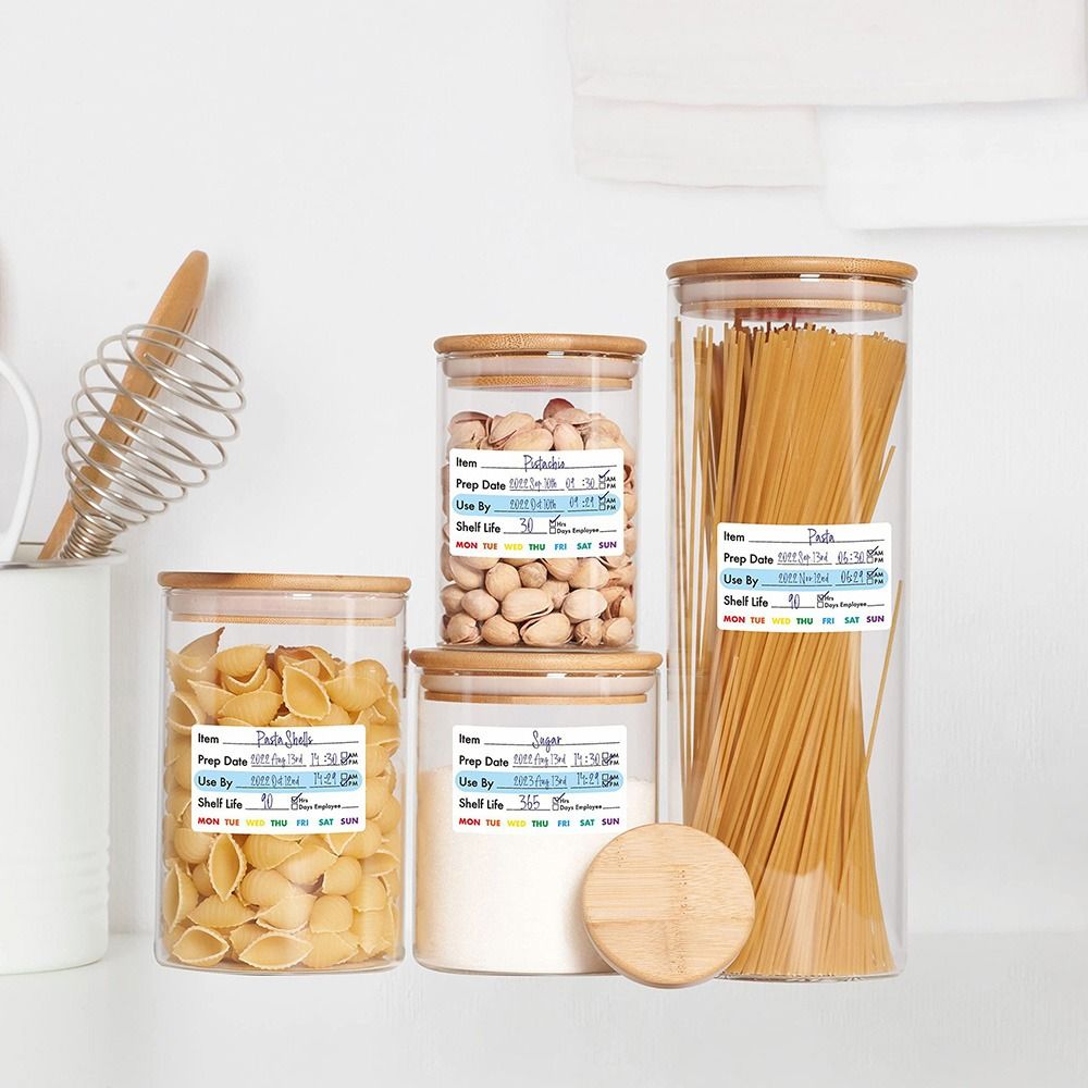 Food Storage Food Safety - 250/300PCS ป้ายอายุการเก็บรักษาอาหาร ป้ายวันที่อาหารกันน้ำอเนกประสงค์ ป้ายความปลอดภัยอาหารแบบถอดได้ สติกเกอร์จัดเก็บในครัว