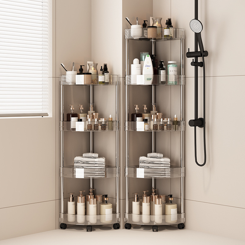 Food Storage Shelving - ชั้นวางของโปร่งใส ชั้นวางของในห้องน้ำ ชั้นวางของในครัว ชั้นวางของติดผนังรูปสามเหลี่ยม ชั้นวางของแบบหลายชั้น ชั้นวางของแบบมีล้อ