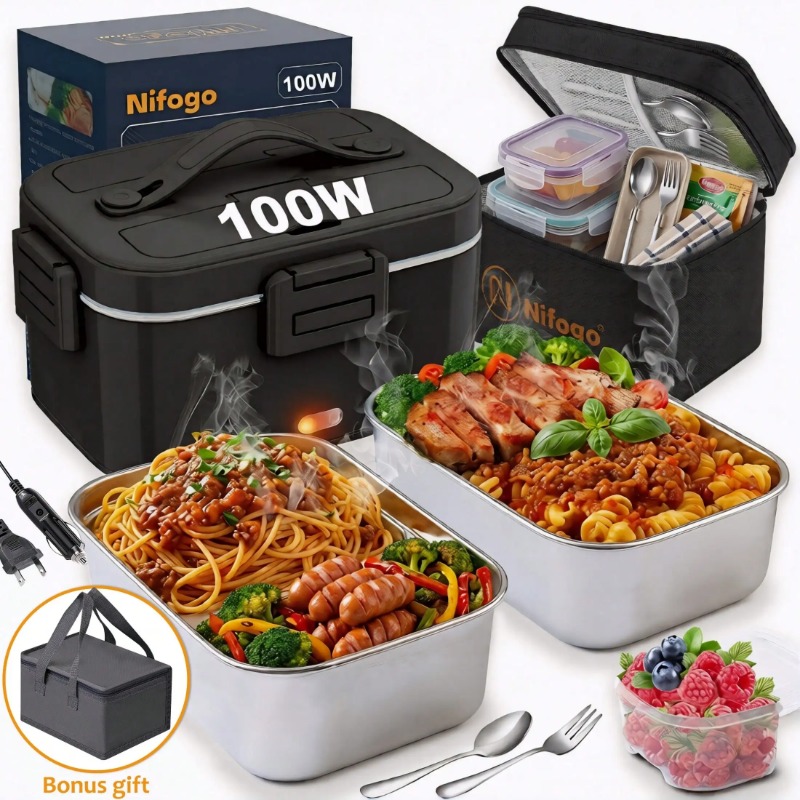 Food Storage Bag Organizer - กล่องอาหารอุ่นไฟฟ้า 100W, ความจุ 1.8 ลิตร, ผลิตจากสแตนเลส