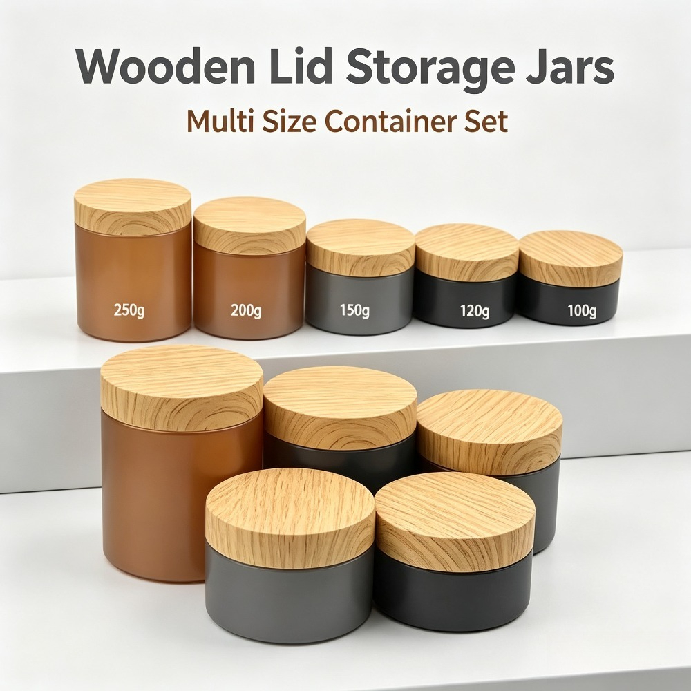 Food Storage Jars With Wooden Lids - ขวดพลาสติก PET แบบเปล่า 30 ชิ้น ขนาด