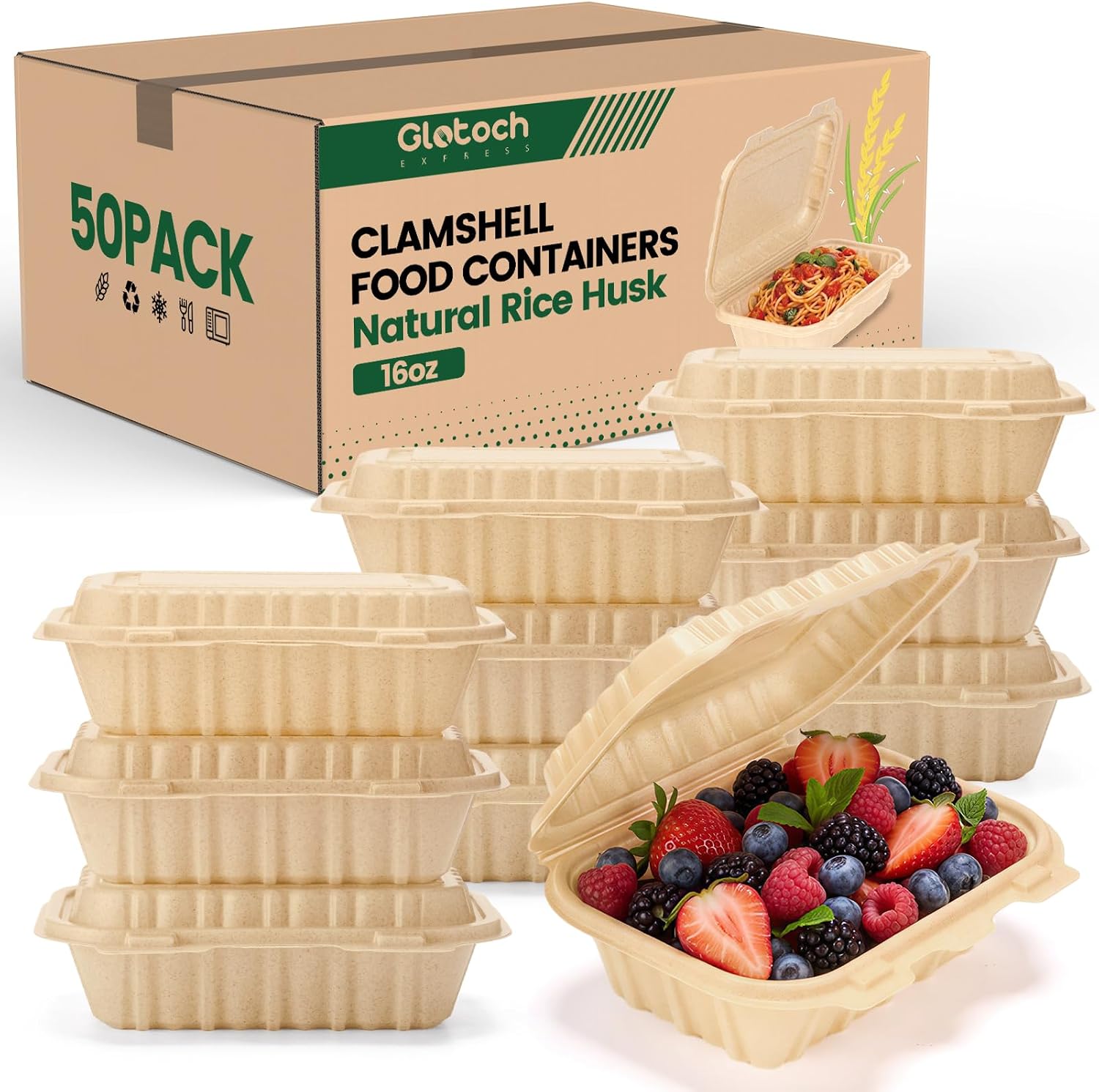 Food Storage Safe - กล่องใส่อาหารแบบฝาพับขนาด 16 ออนซ์ จำนวน 50 ชิ้น