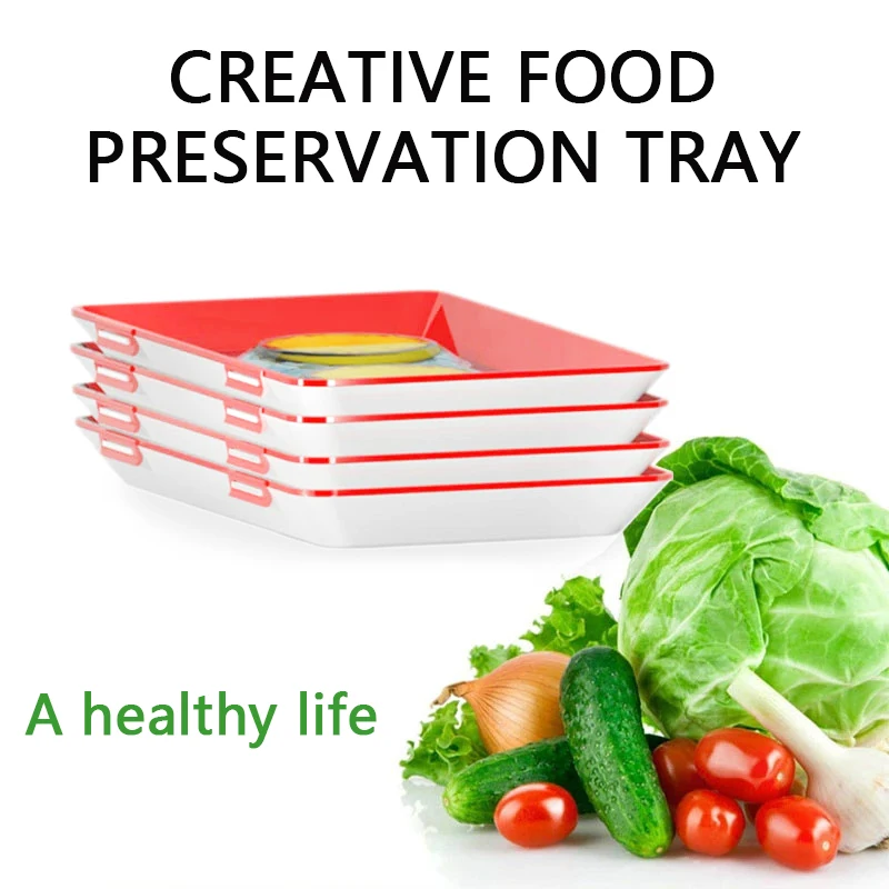 Food Storage Food Safety - ถาดถนอมอาหาร PP ถาดใส่อาหารแบบวางซ้อนกันได้ ถาดพลาสติกสำหรับเก็บอาหารในตู้เย็น ถาดเก็บอาหารให้สดใหม่