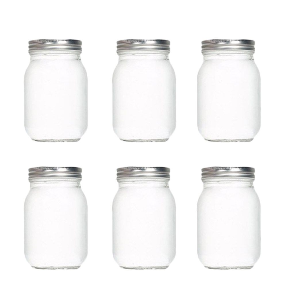 Food Storage Lid - ขวดแก้วใสทรงกลม 6 ชิ้น พร้อมฝาปิดสุญญากาศ สำหรับเก็บอาหาร กาแฟ