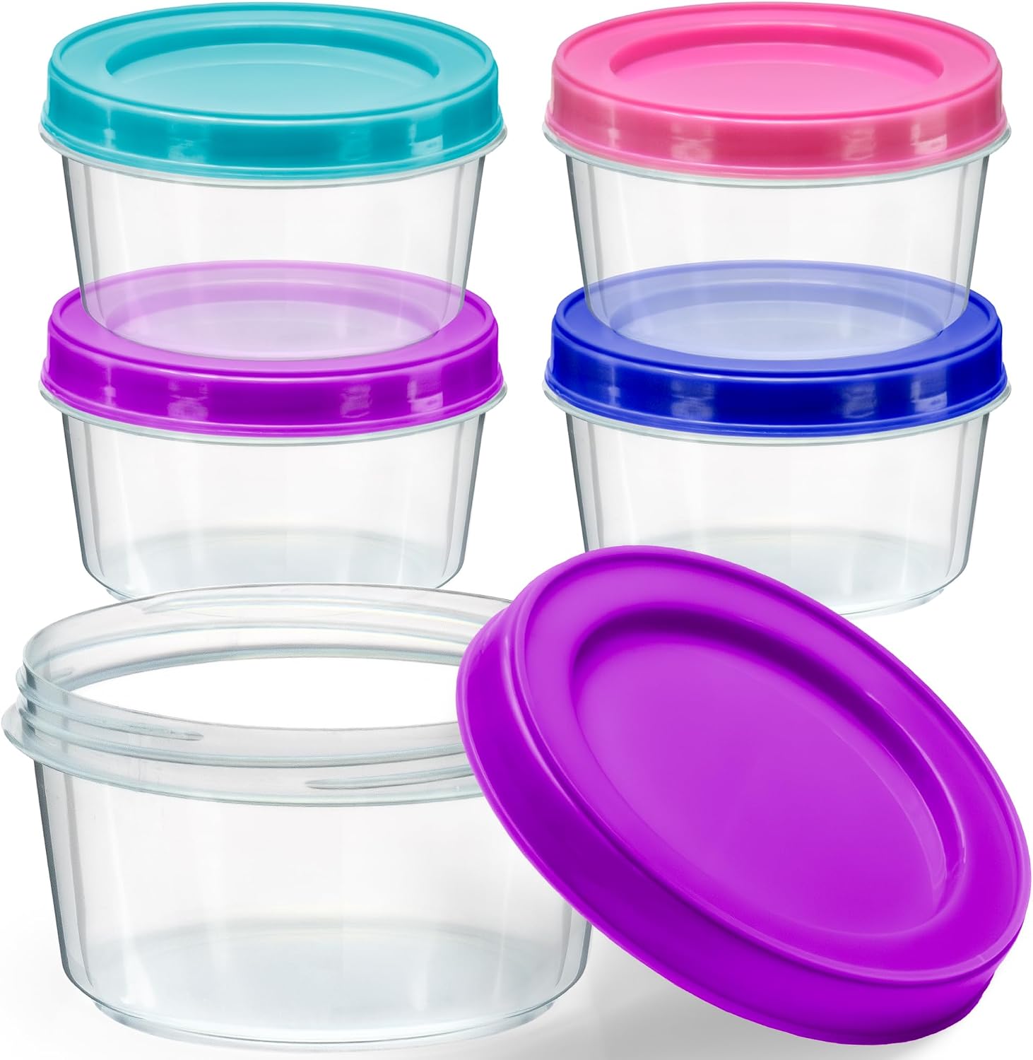 Food Storage Jars With Wooden Lids - ชุด 4 ชิ้น - กล่องเก็บอาหารพลาสติกขนาด 7