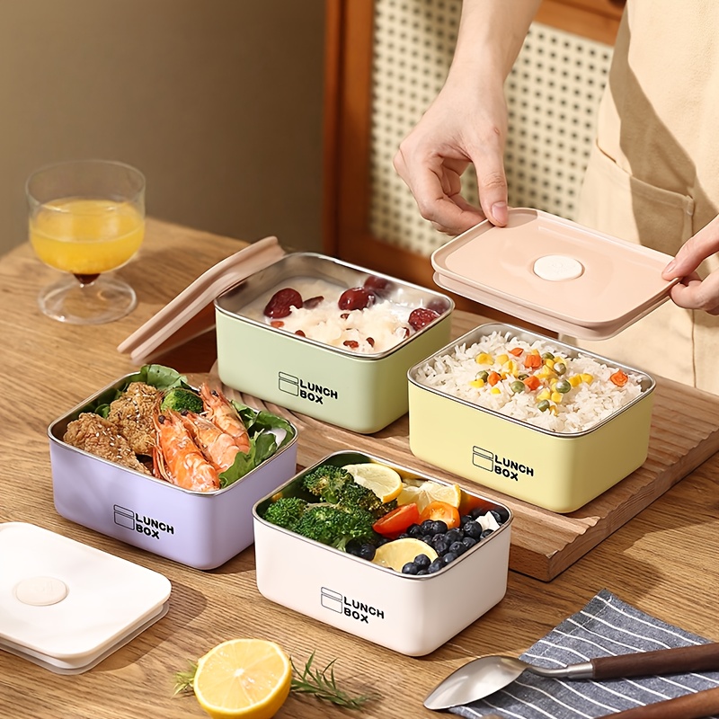 Food Storage Containers Set - ชุดกล่องเก็บอาหารสแตนเลสป้องกันการรั่วซึม [ชุด 4 ชิ้น] สำหรับการเดินทางและปิกนิก พร้อมฝาปิด