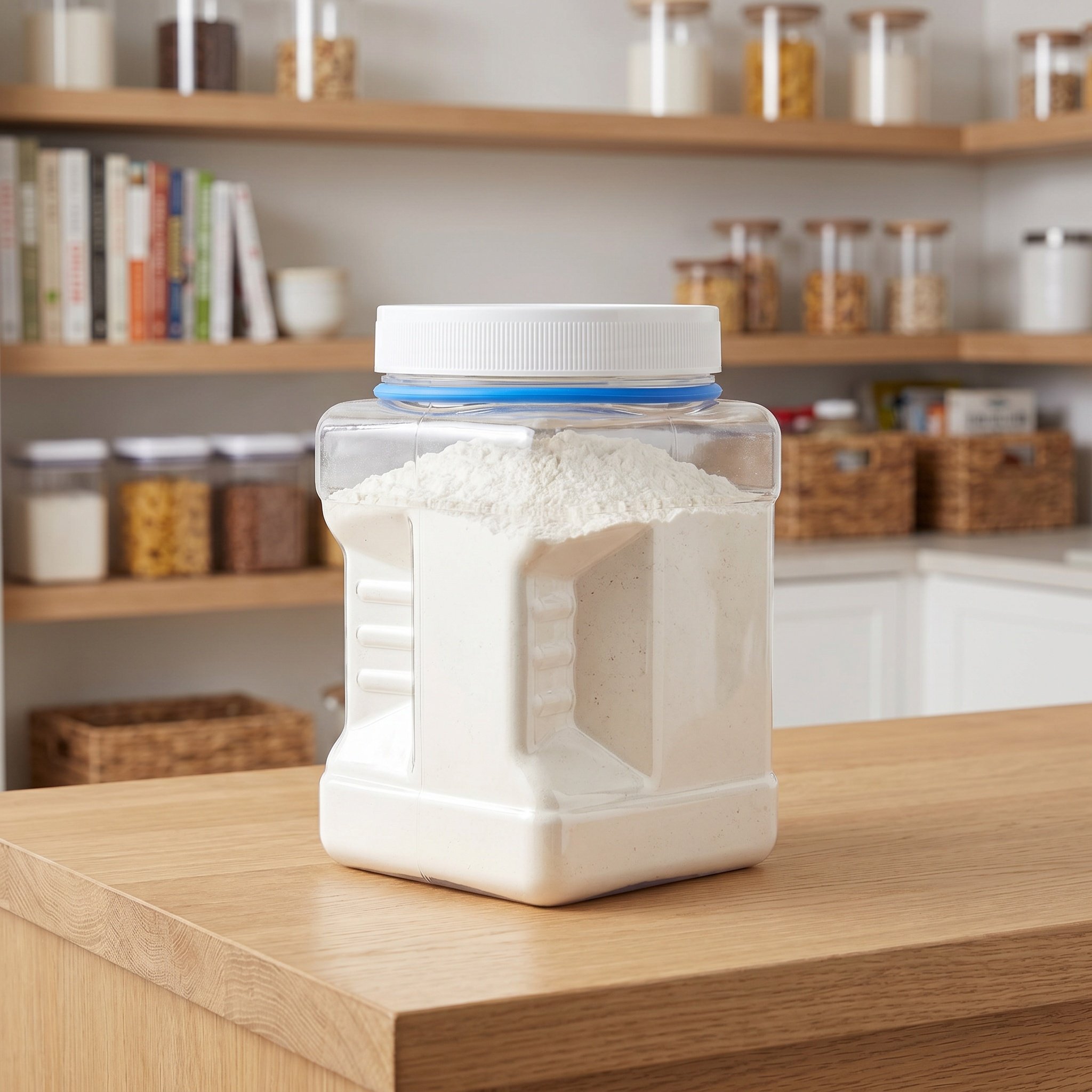 Food Storage Jars Airtight - ขวดเก็บอาหารสุญญากาศทรงสี่เหลี่ยมใส 6 ชิ้น ภาชนะพลาสติกปากกว้าง ใช้ซ้ำได้ สำหรับจัดระเบียบตู้เก็บของ