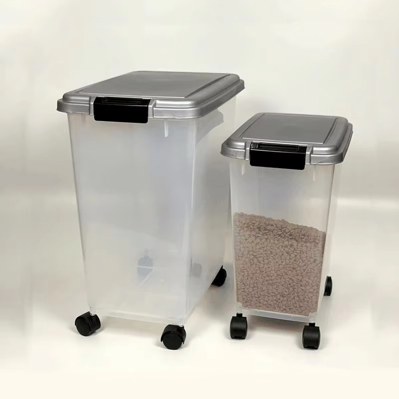 Food Storage No Plastic - ภาชนะเก็บอาหารสัตว์เลี้ยงพลาสติกสำหรับสุนัขและแมวพร้อมล้อเลื่อน ขนาด S M ขายส่งจากผู้ผลิต