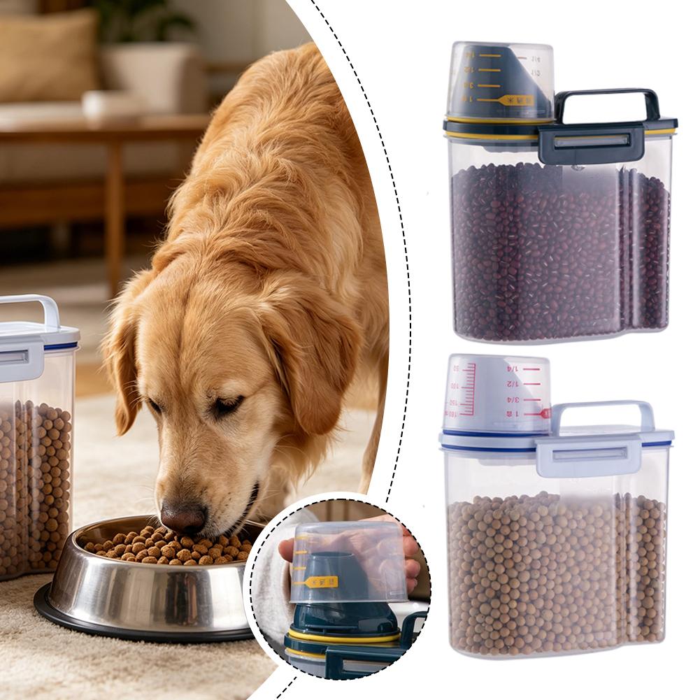 Food Storage No Plastic - ภาชนะเก็บอาหารสัตว์เลี้ยงพลาสติกพร้อมถ้วยตวง ทนทาน ความจุขนาดใหญ่ ทำความสะอาดง่าย กล่องเก็บอาหารสัตว์เลี้ยงแบบแห้งและปิดสนิท