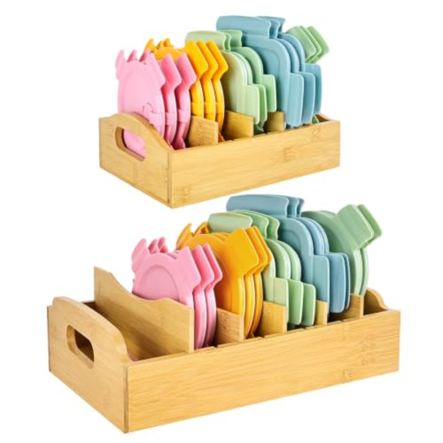 Food Storage Lid - ชุด 2 ชิ้น ที่เก็บฝาภาชนะอาหารพร้อมแผ่นกั้นปรับได้ ขนาด 10.6
