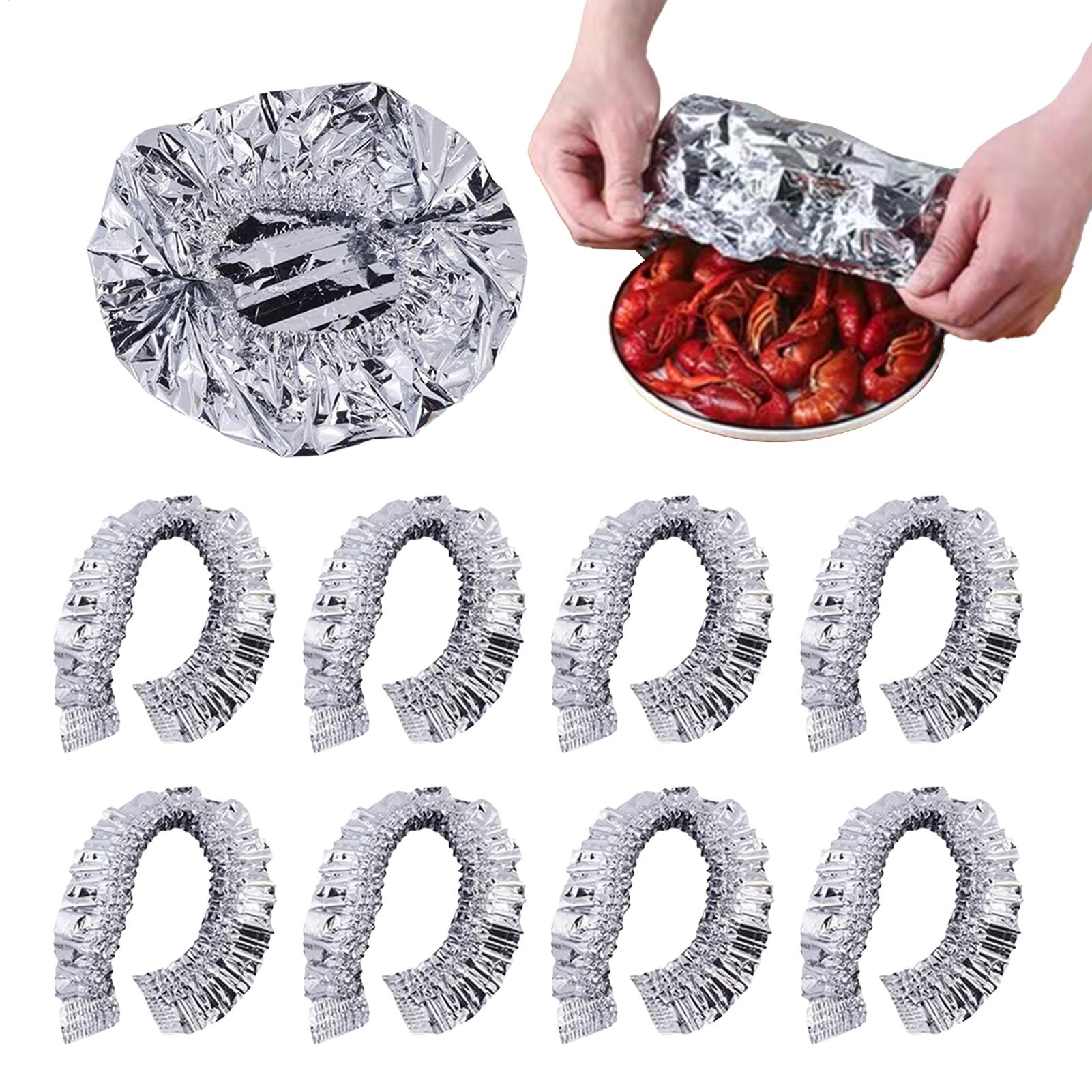 Food Storage To Keep Warm - ฝาครอบอาหารอะลูมิเนียมฟอยล์ 10 ชิ้น ช่วยรักษาความร้อนและความสดของอาหาร ใช้ซ้ำได้ สำหรับชาม