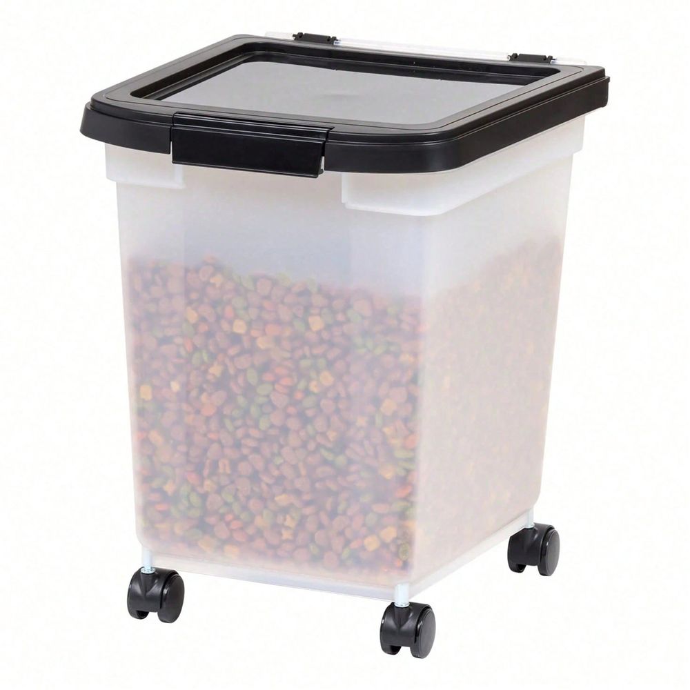 Food Storage No Plastic - ถังเก็บของพลาสติกใสพร้อมล้อและฝาปิด รับน้ำหนักได้ 25 ปอนด์ ภาชนะเก็บอาหารสัตว์เลี้ยงแบบปิดสนิทสำหรับสุนัขและแมว