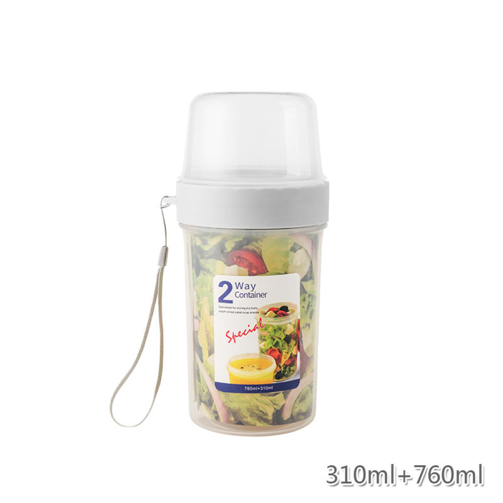 Food Storage Jars With Wooden Lids - กล่องใส่อาหารสองชั้นป้องกันการรั่วซึมแบบพกพาสำหรับอาหารเด็ก โยเกิร์ต สลัด ผลไม้ ขนม ของว่าง