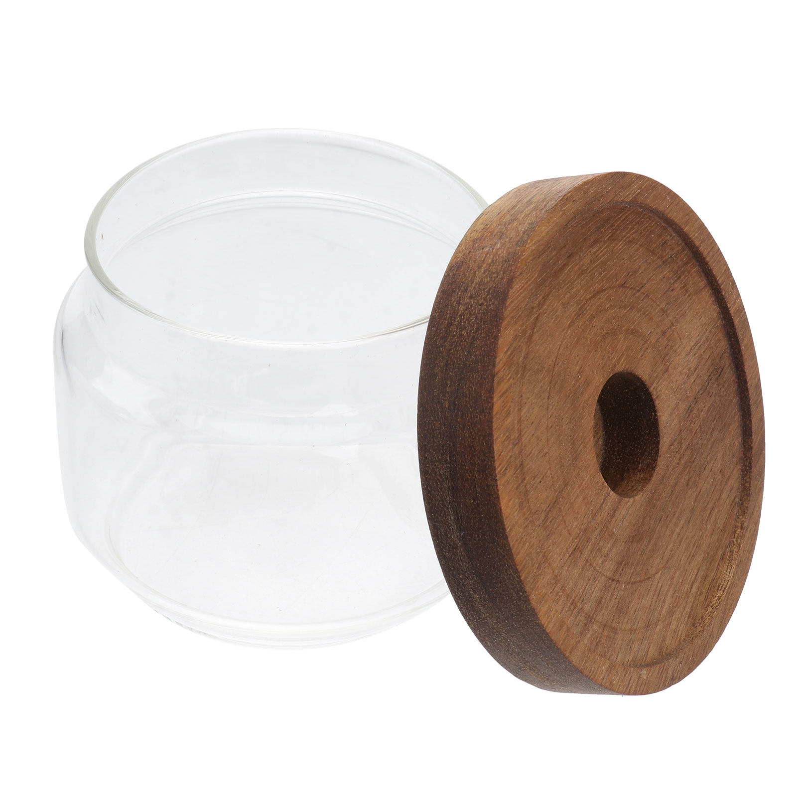 ขวดแก้วใสทนความร้อนขนาด 350 มล - Food Storage Jars With Wooden Lids บทวิจารณ์และราคา