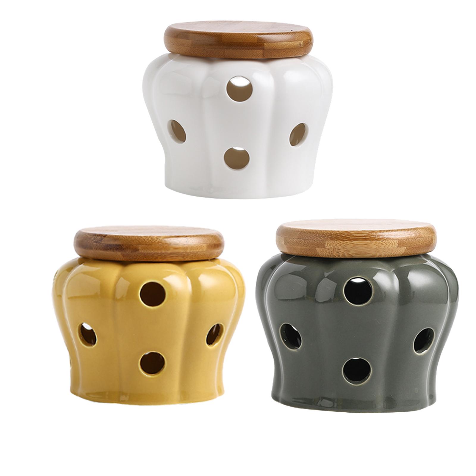 ภาชนะเซรามิกสำหรับเก็บกระเทียม - Food Storage Jars With Wooden Lids บทวิจารณ์และราคา