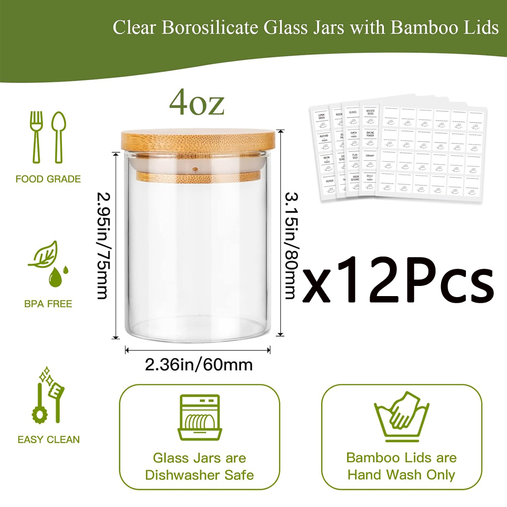 4oz ขวดเครื่องเทศแก้วพร้อมฝาไม - Food Storage Jars With Wooden Lids บทวิจารณ์และราคา