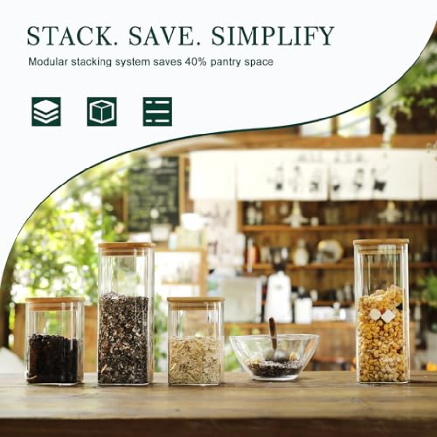 ชุดโหลแก้วทรงสี่เหลี่ยมพร้อมฝา - Food Storage Lid บทวิจารณ์และราคา