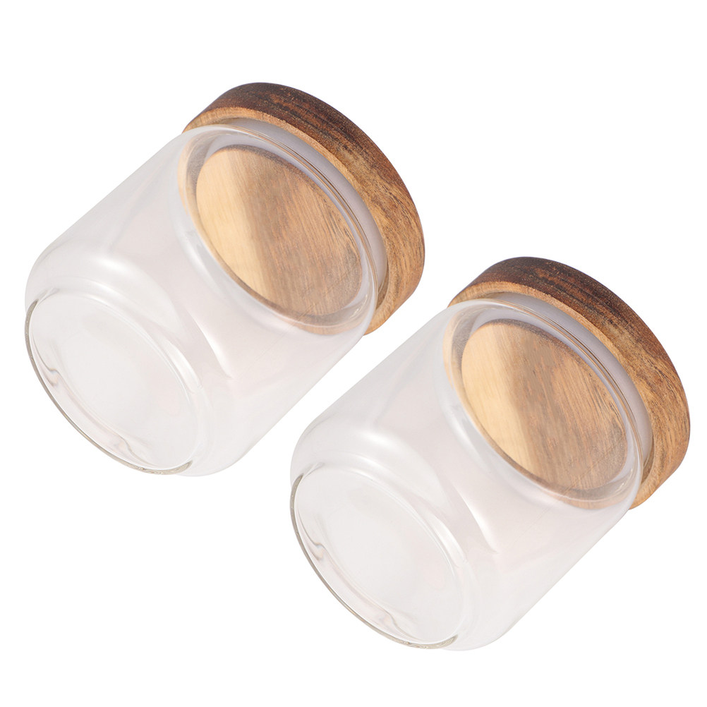 2 ชิ้นแก้วโบโรซิลิเกตสูง กระปุ - Food Storage Jars With Wooden Lids บทวิจารณ์และราคา