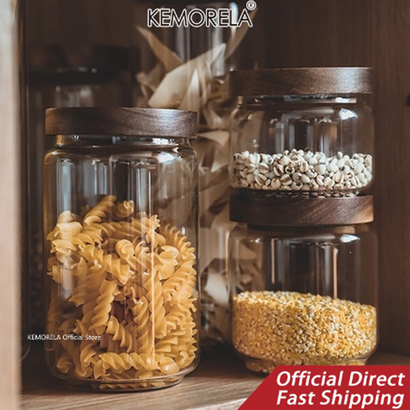 ไม้ฝาปิดแก้ว Airtight กระป๋องห - Food Storage Jars With Wooden Lids บทวิจารณ์และราคา