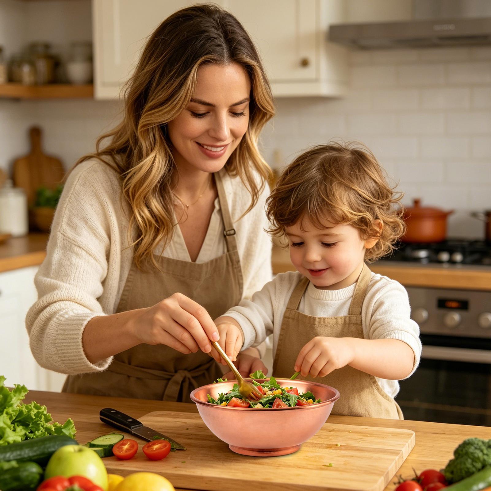 ชามทองแดงขนาดใหญ่สำหรับผสมสลัด - Food Storage Home บทวิจารณ์และราคา