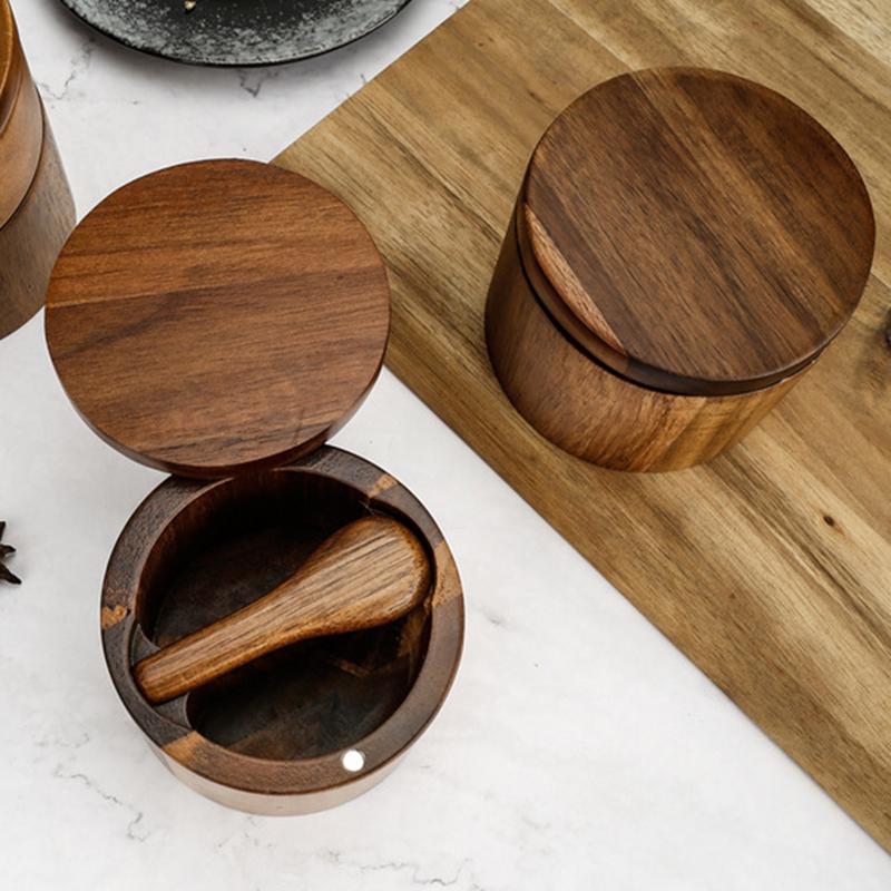 เกลือเครื่องปรุงรสขวดพริกไทยไม - Food Storage Jars With Wooden Lids บทวิจารณ์และราคา