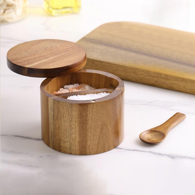 เกลือเครื่องปรุงรสขวดพริกไทยไม - Food Storage Jars With Wooden Lids บทวิจารณ์และราคา