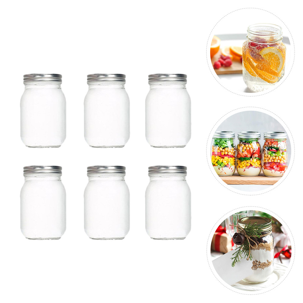 ขวดแก้วใสทรงกลม 6 ชิ้น พร้อมฝา - Food Storage Lid บทวิจารณ์และราคา