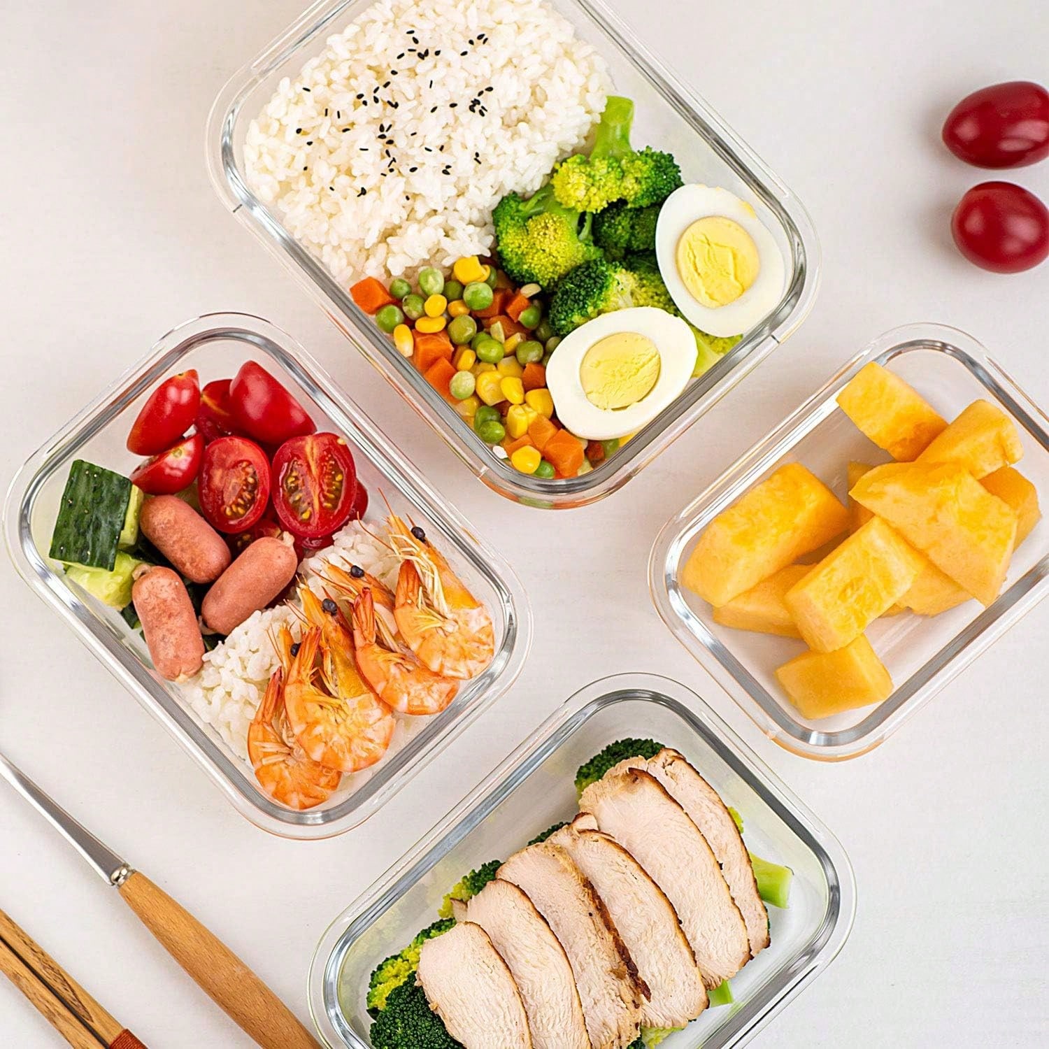 ชุดกล่องแก้วสำหรับเตรียมอาหาร  - Food Storage Boxes With Lids บทวิจารณ์และราคา