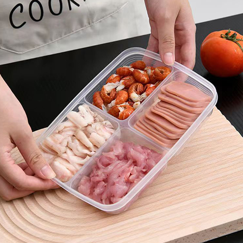 ใหม่【กล่องเก็บของพลาสติก 4 ช่อ - Food Storage Safe บทวิจารณ์และราคา