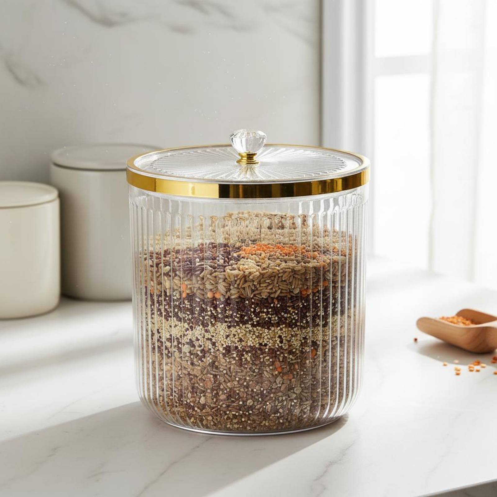 ภาชนะเก็บอาหารแห้ง ดีไซน์ปากกว - Food Storage Jars Airtight บทวิจารณ์และราคา