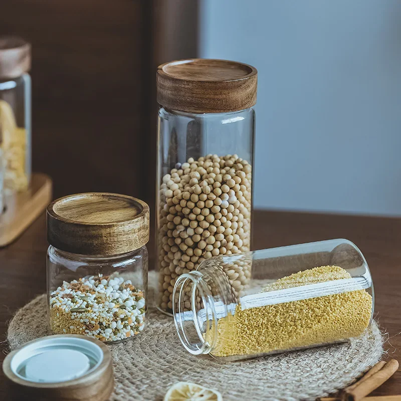 กล่องเก็บอาหารแบบฝาปิดทำจากแก้ - Food Storage Jars With Wooden Lids บทวิจารณ์และราคา