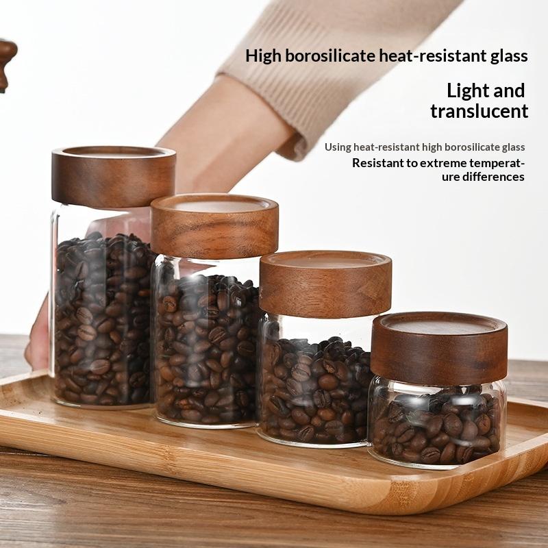 ถังเก็บเมล็ดกาแฟแบบปิดผนึก ภาช - Food Storage Jars With Wooden Lids บทวิจารณ์และราคา