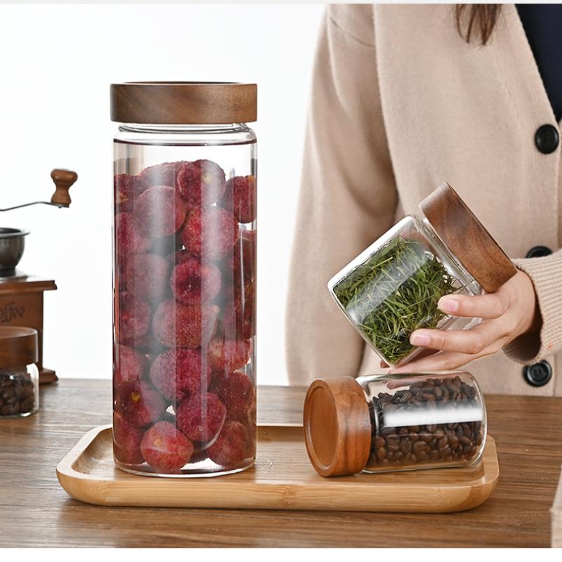 ถังเก็บเมล็ดกาแฟแบบปิดผนึก ภาช - Food Storage Jars With Wooden Lids บทวิจารณ์และราคา