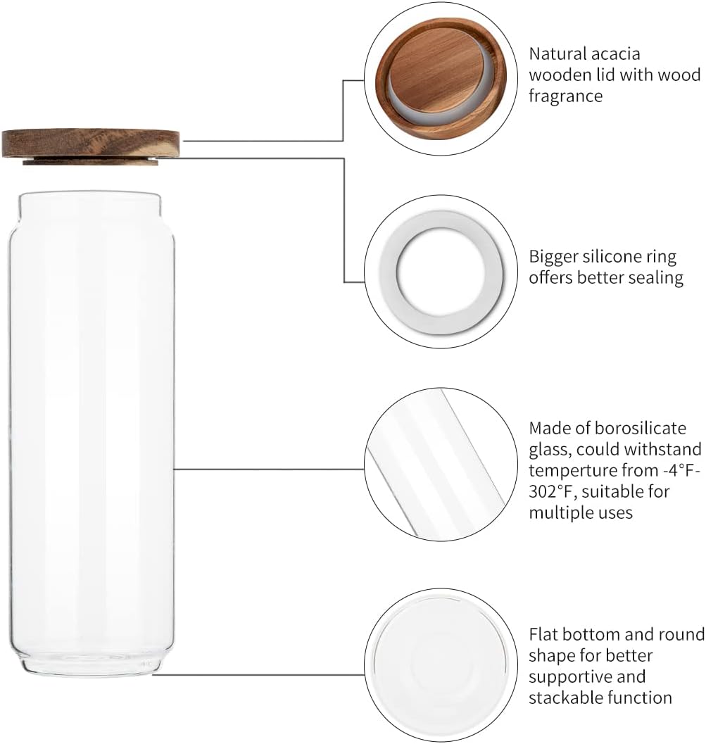 ชุดโหลแก้ว 4 ใบ ขนาด 34 ออนซ์  - Food Storage Jars With Wooden Lids บทวิจารณ์และราคา