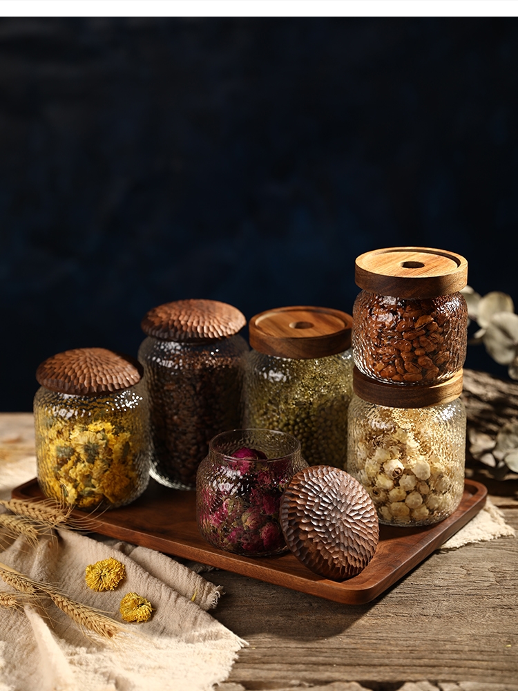 ขวดแก้วเก็บธัญพืชหลายชนิด ฝาไม - Food Storage Jars With Wooden Lids บทวิจารณ์และราคา
